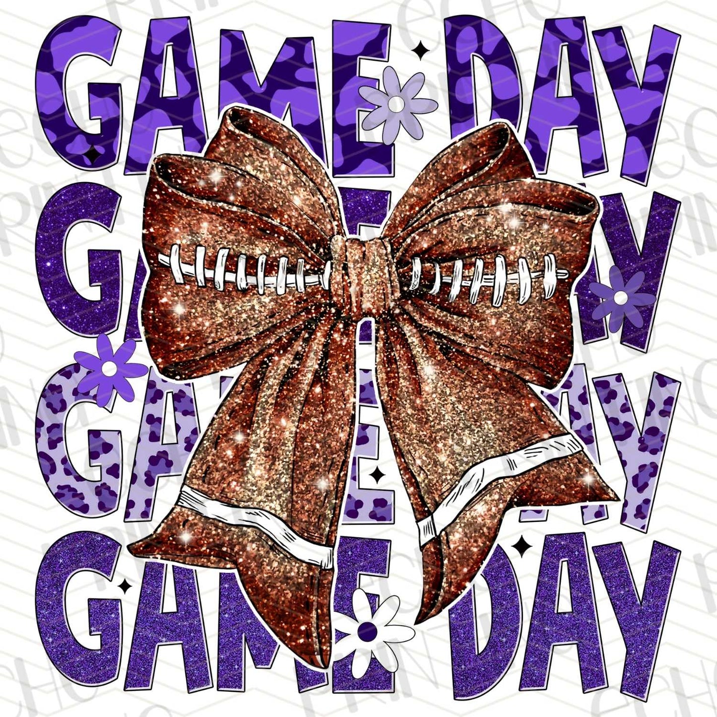 FTBG 132 - GAME DAY STACKED PURPLE WITH SPARKLE FOOTBALL BOW