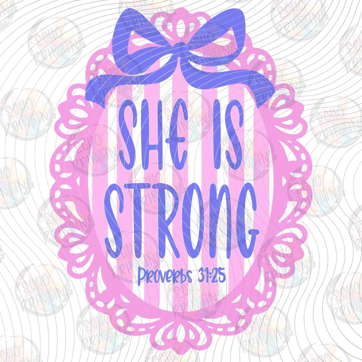 FTHG 1093 - SHE IS STRONG PINK ORNATE FRAME
