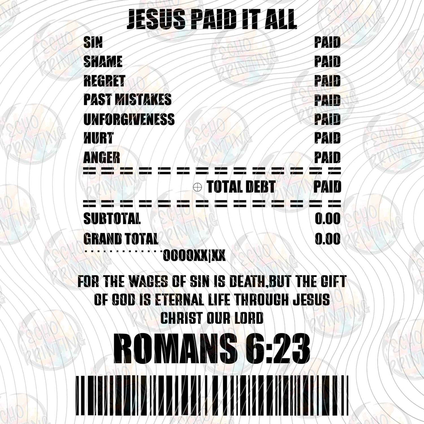 FTHG 1189 - JESUS PAID IT ALL MENU
