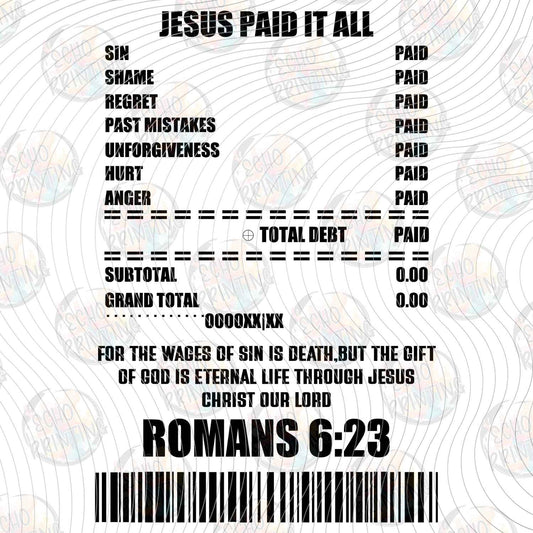 FTHG 1189 - JESUS PAID IT ALL MENU