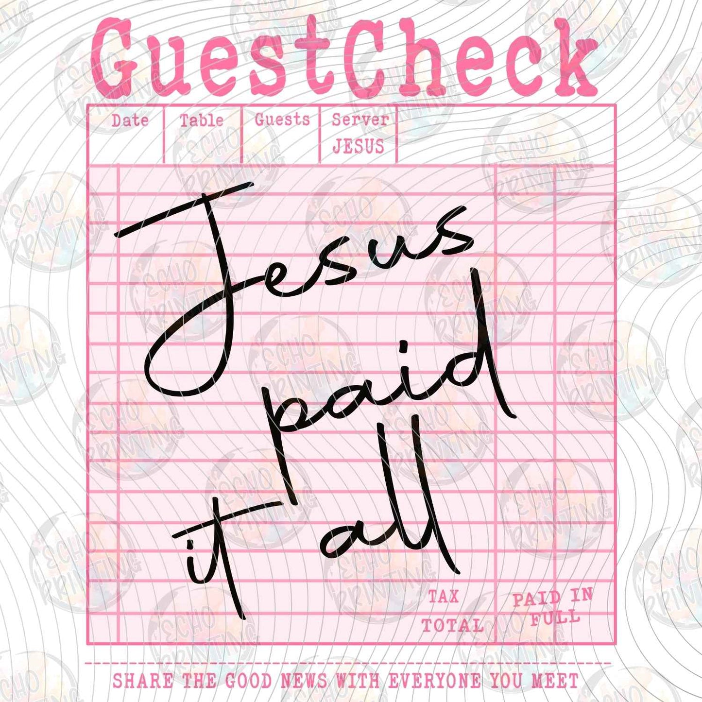 FTHG 1191 - JESUS PAID IT ALL PINK