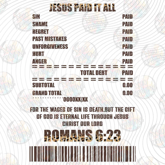FTHG 1210 - JESUS PAID IT ALL RECEIPT