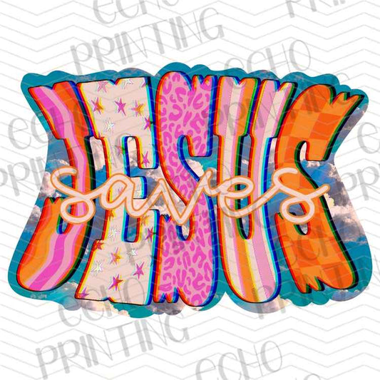 FTHG 1352 - JESUS SAVES COLORFUL LETTERING