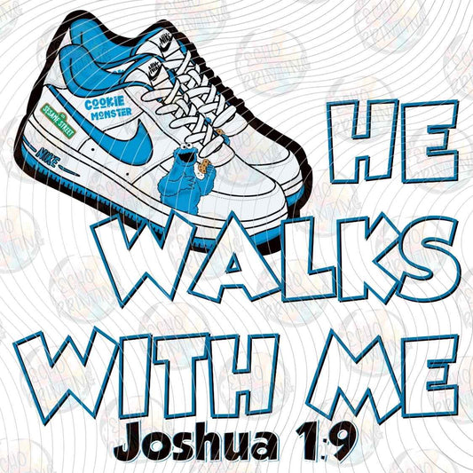 FTHG 1749 - HE WALKS WITH ME BLUE SNEAKERS