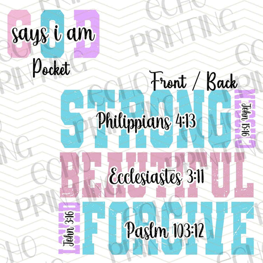 FTH 492 - GOD SAYS I AM BLACK FONT | POCKET & BACK SOLD SEPERATELY