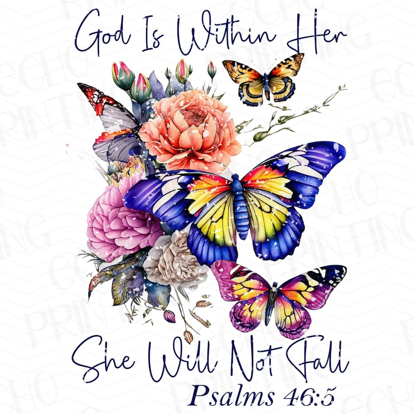 FTHG 98 – GOD IS WITHIN HER – BUTTERFLY FLORAL FAITH