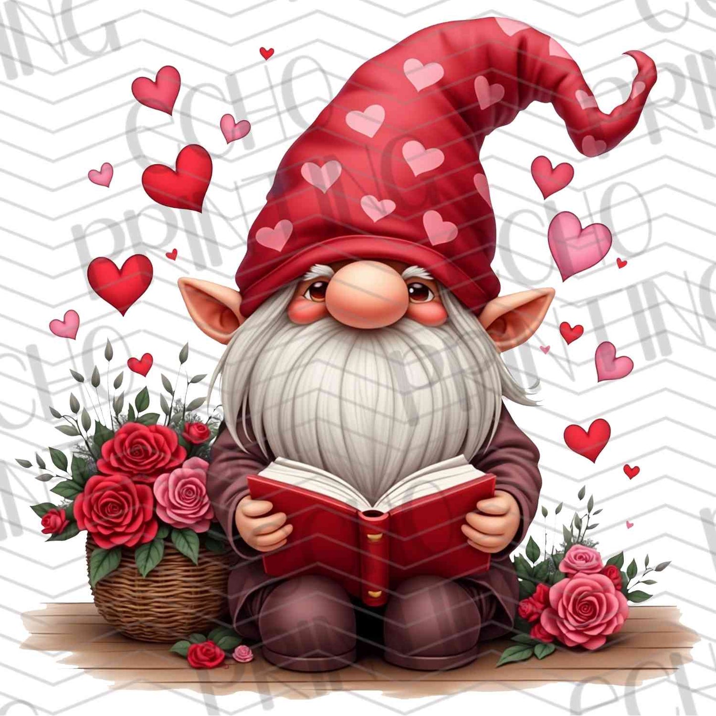 VLTG 506 - VALENTINE GNOME WITH PINK ROSES