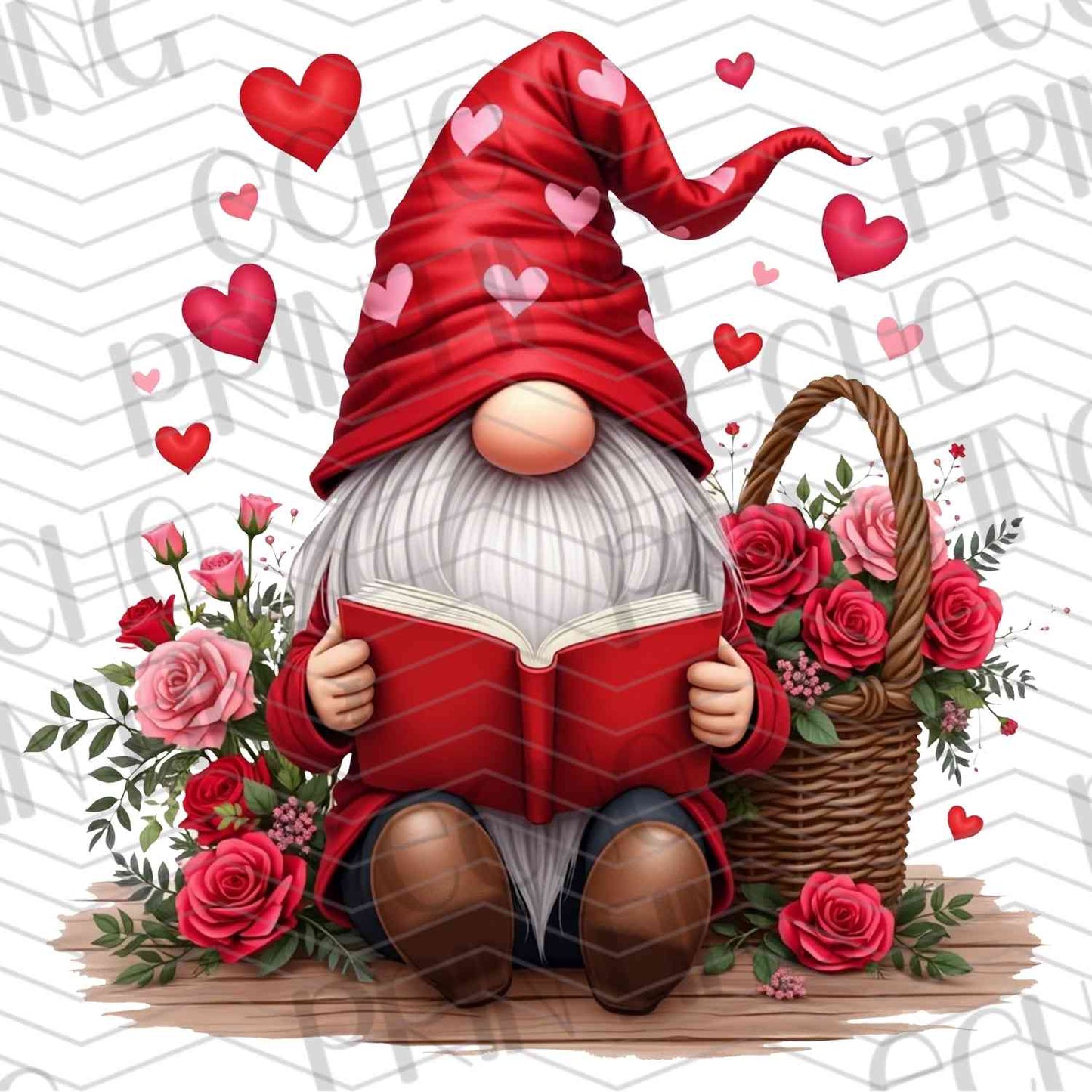 VLTG 520 - VALENTINE GNOME WITH HEART BOUQUET