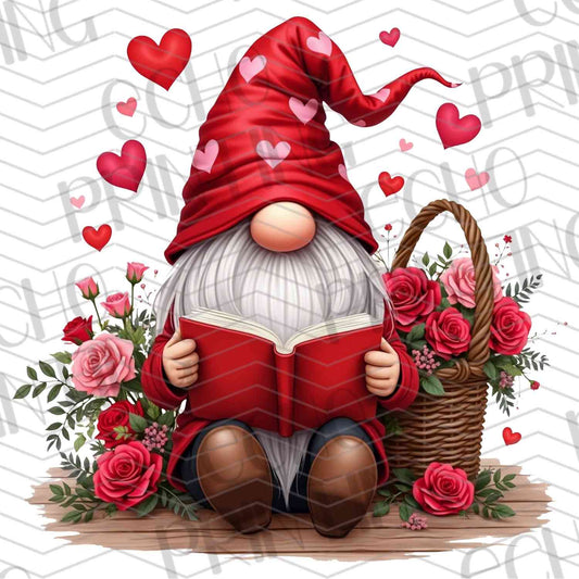 VLTG 520 - VALENTINE GNOME WITH HEART BOUQUET
