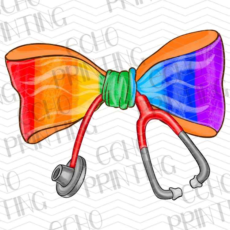 HLTCR 383 - RAINBOW STETHOSCOPE BOW HEALTHCARE APPRECIATION