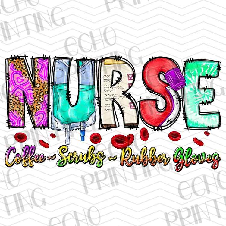 HLTCR 429 - NURSE COFFEE SCRUBS RUBBER GLOVES