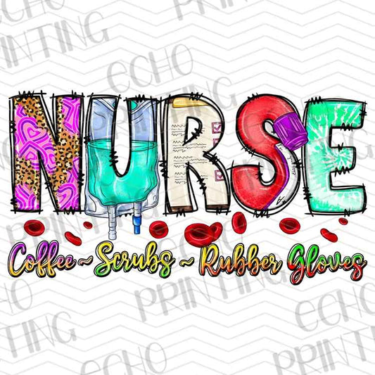 HLTCR 429 - NURSE COFFEE SCRUBS RUBBER GLOVES