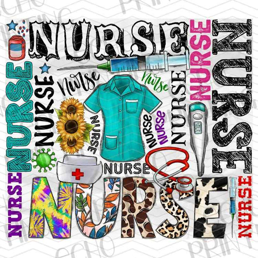 HLTCR 444 - NURSE TYPOGRAPHY MEDICAL WORD COLLAGE