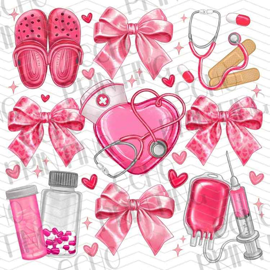 HLTCR 483 - PINK NURSE ACCESSORIES HEALTHCARE COLLAGE