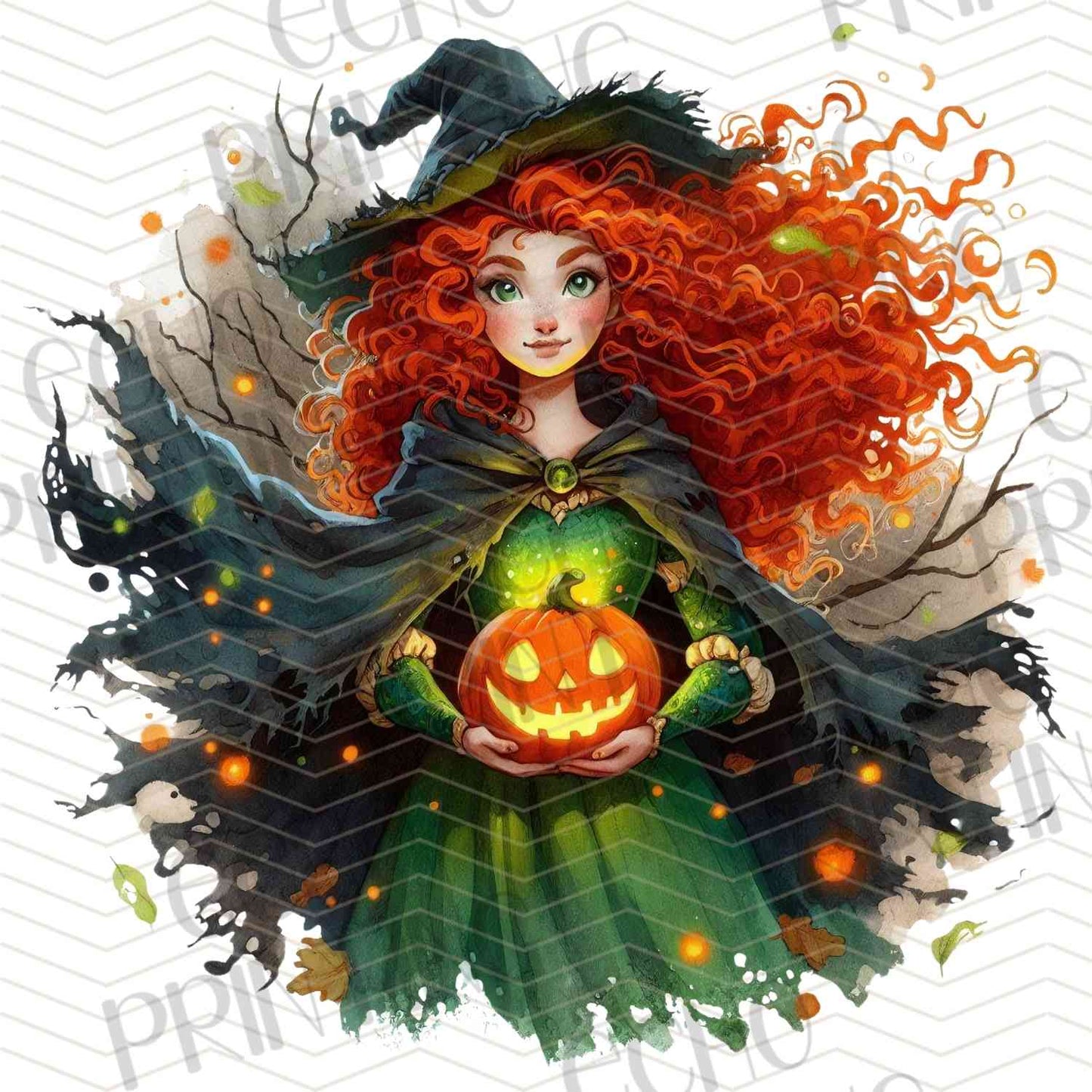 HLW 1089 – RED CURLY HAIR GIRL WITH LANTERN