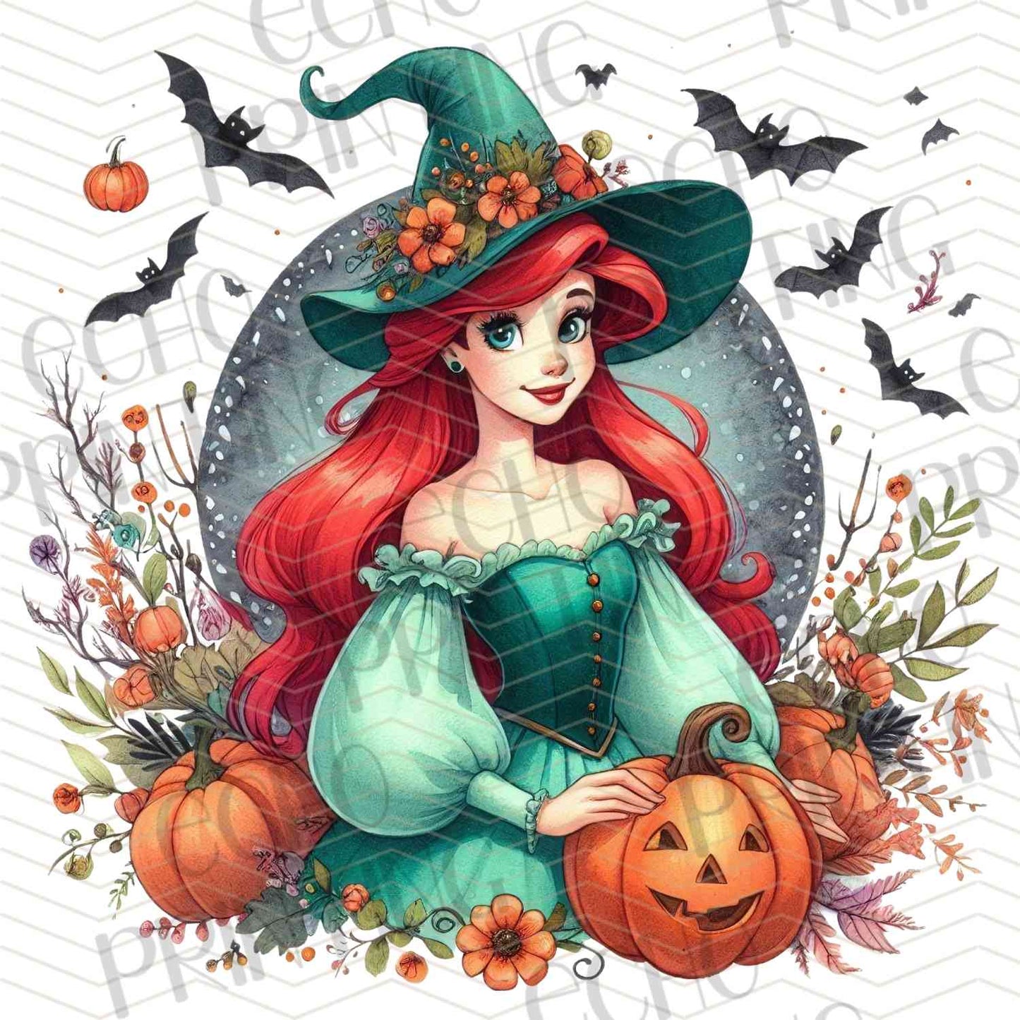 HLW 1106 – RED HAIR FAIRYTALE GIRL WITH PUMPKIN STACK