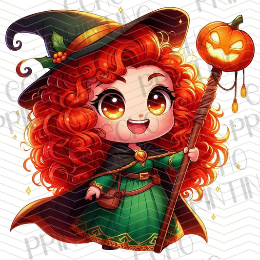 HLW 1119 – RED CURLY HAIR GIRL WITH PUMPKIN LOLLIPOP