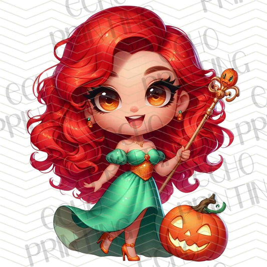 HLW 1123 – BLONDE GIRL WITH PURPLE DRESS AND PUMPKIN