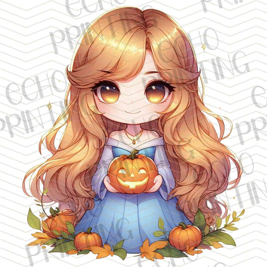 HLW 1125 – BLONDE GIRL WITH LONG HAIR AND PUMPKIN