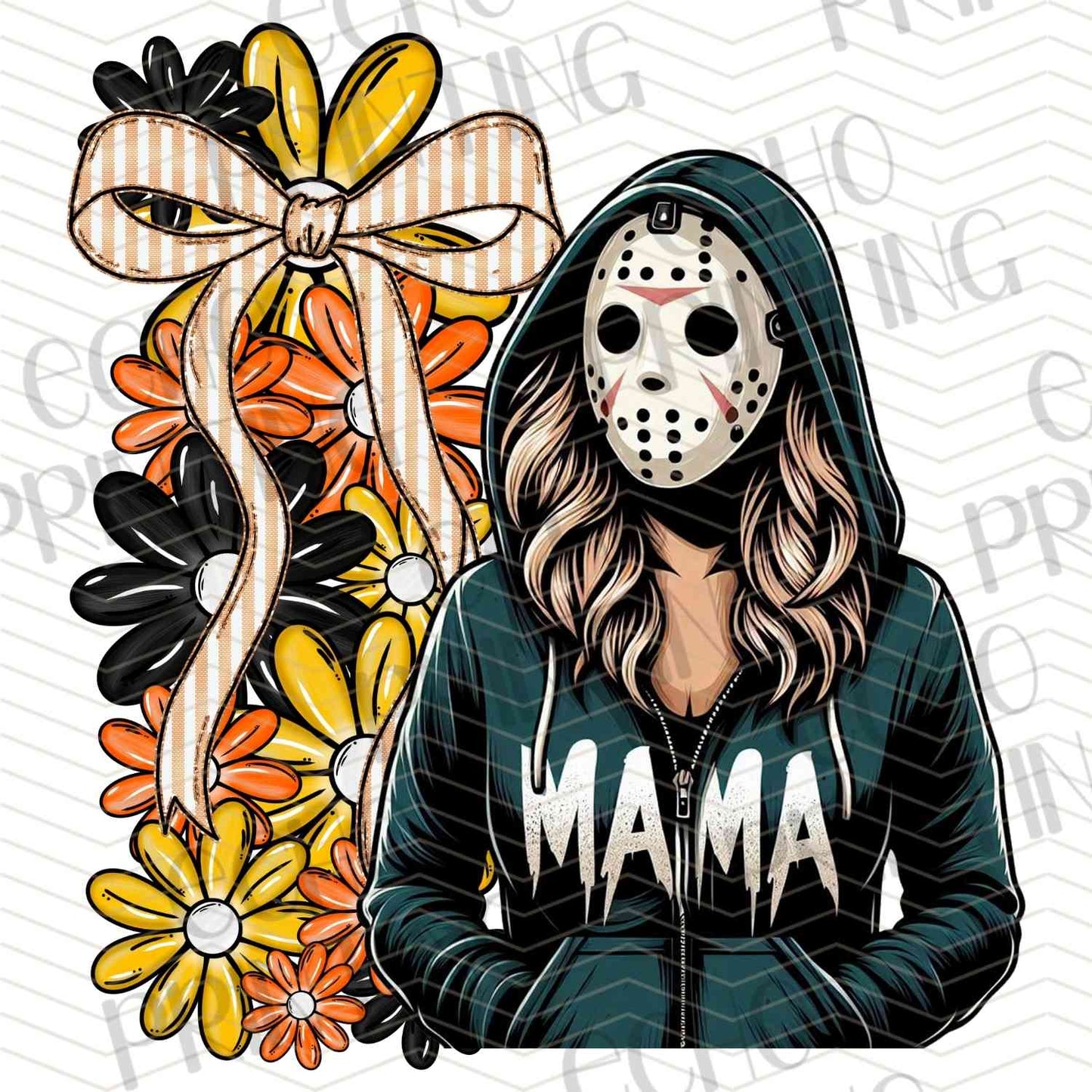 HLW 1144 – HOCKEY MASK CHARACTER WITH FLOWERS AND MAMA TEXT