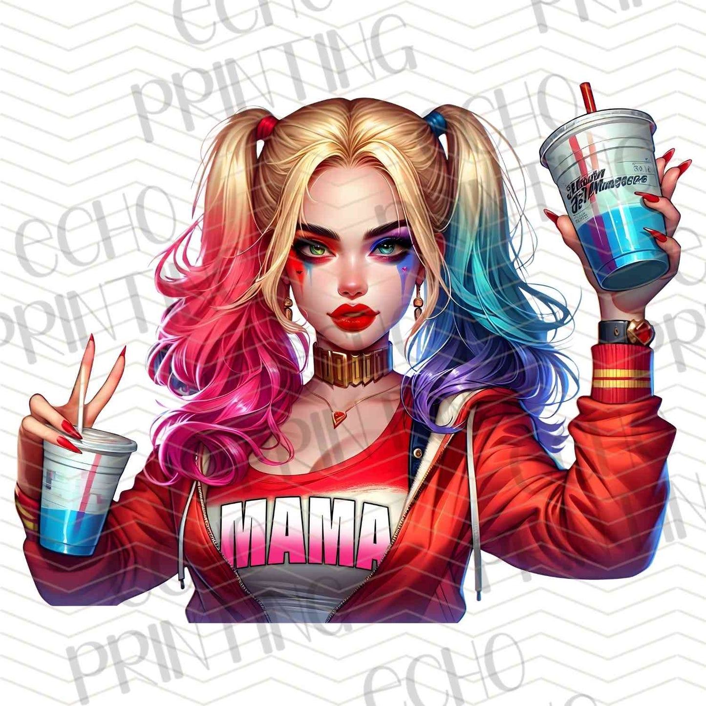 HLW 1147 – COLORFUL HAIR GIRL WITH MAMA TEXT