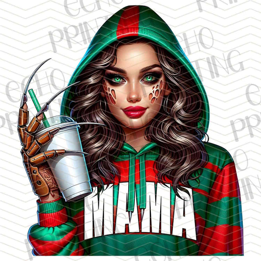 HLW 1148 – WOMAN IN HOODED SWEATER WITH MAMA TEXT