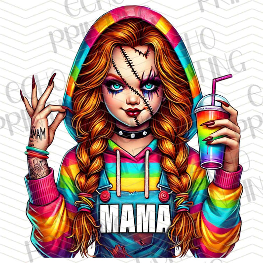 HLW 1149 – RED HAIR WOMAN WITH CUP AND MAMA TEXT