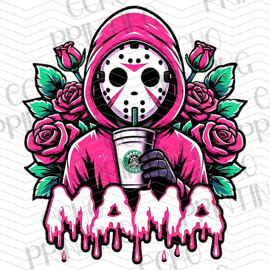 HLW 1156 – PINK ROSE SKULL GIRL WITH MAMA TEXT
