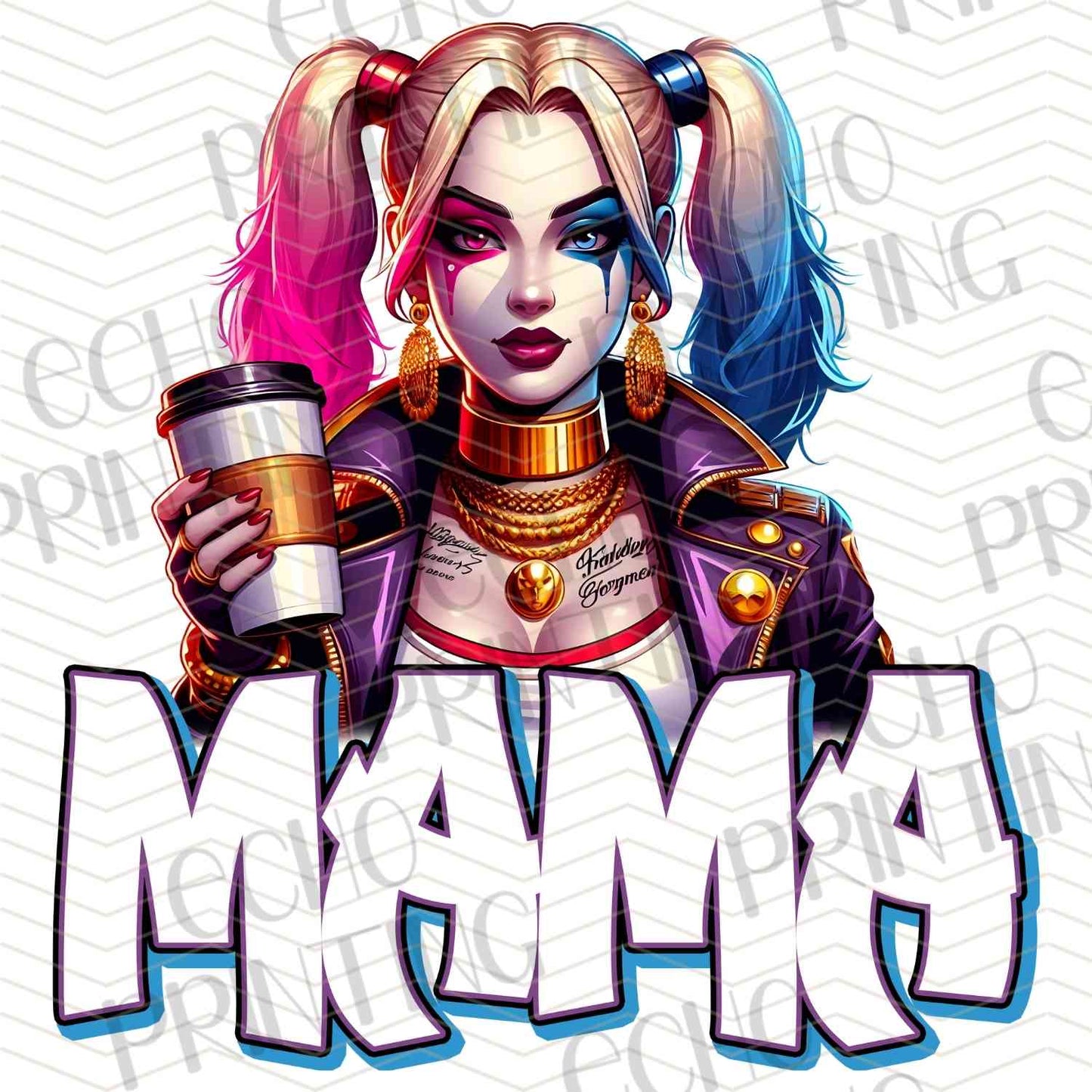 HLW 1160 – SPLIT COLOR HAIR GIRL WITH MAMA TEXT