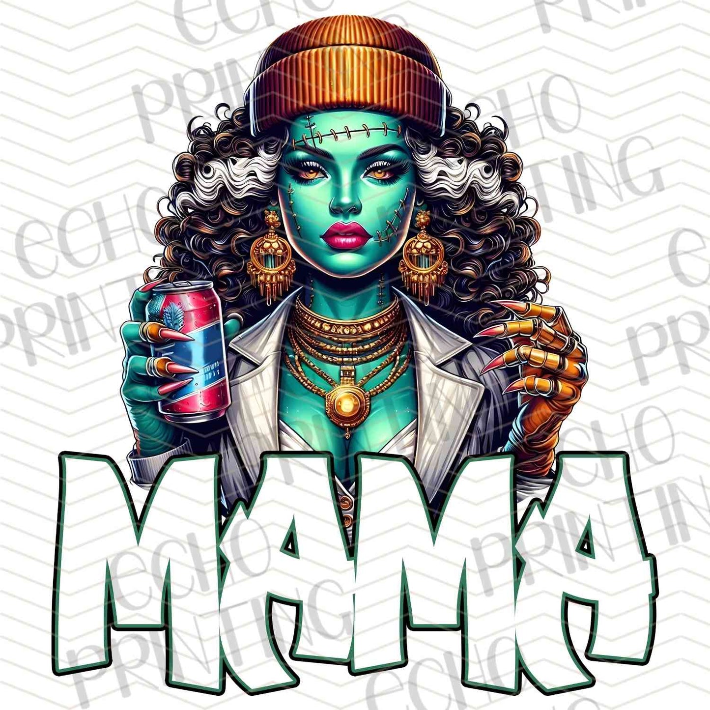 HLW 1162 – COLORFUL MASK WOMAN WITH MAMA TEXT