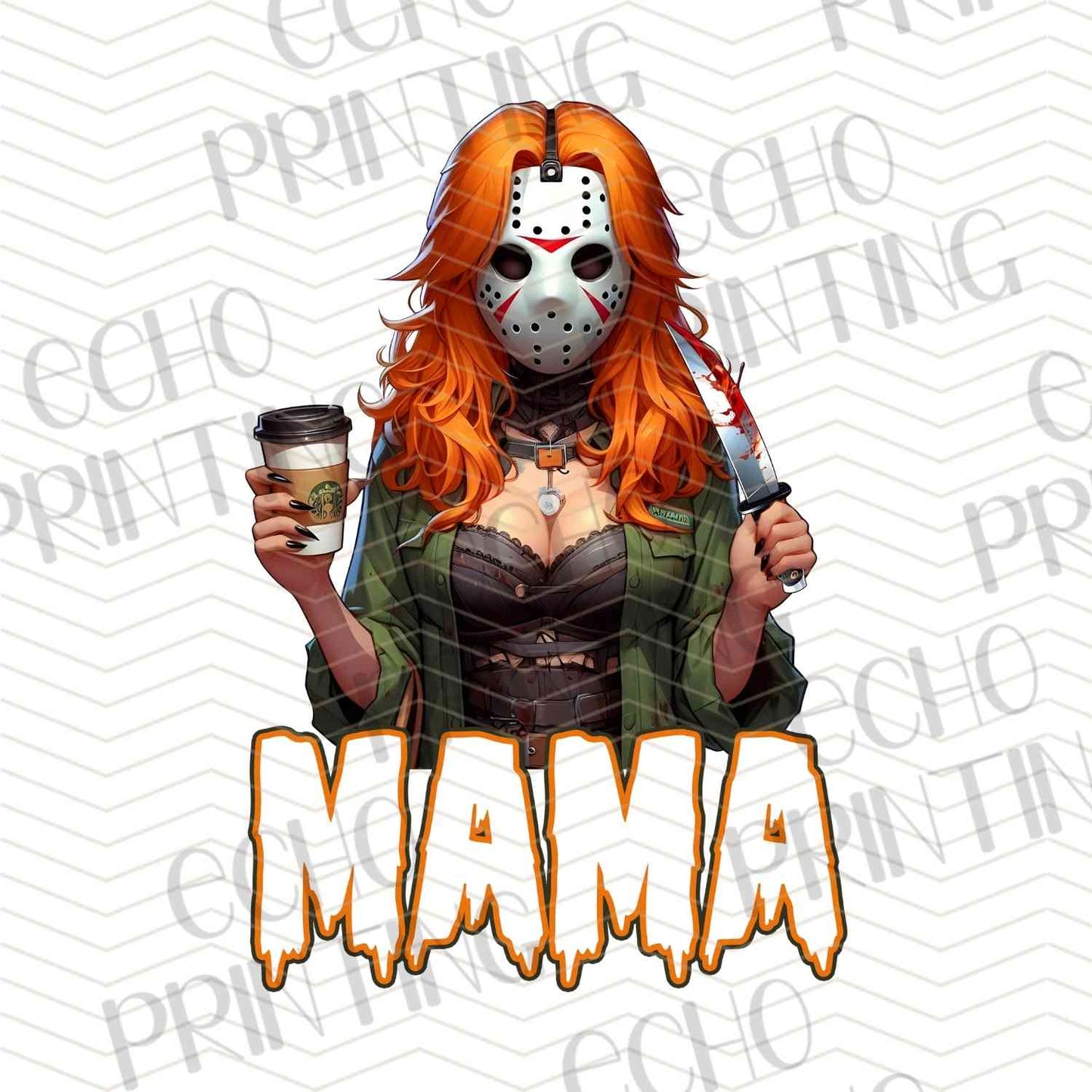 HLW 1164 – BROWN HAIRED HORROR GIRL WITH MAMA TEXT