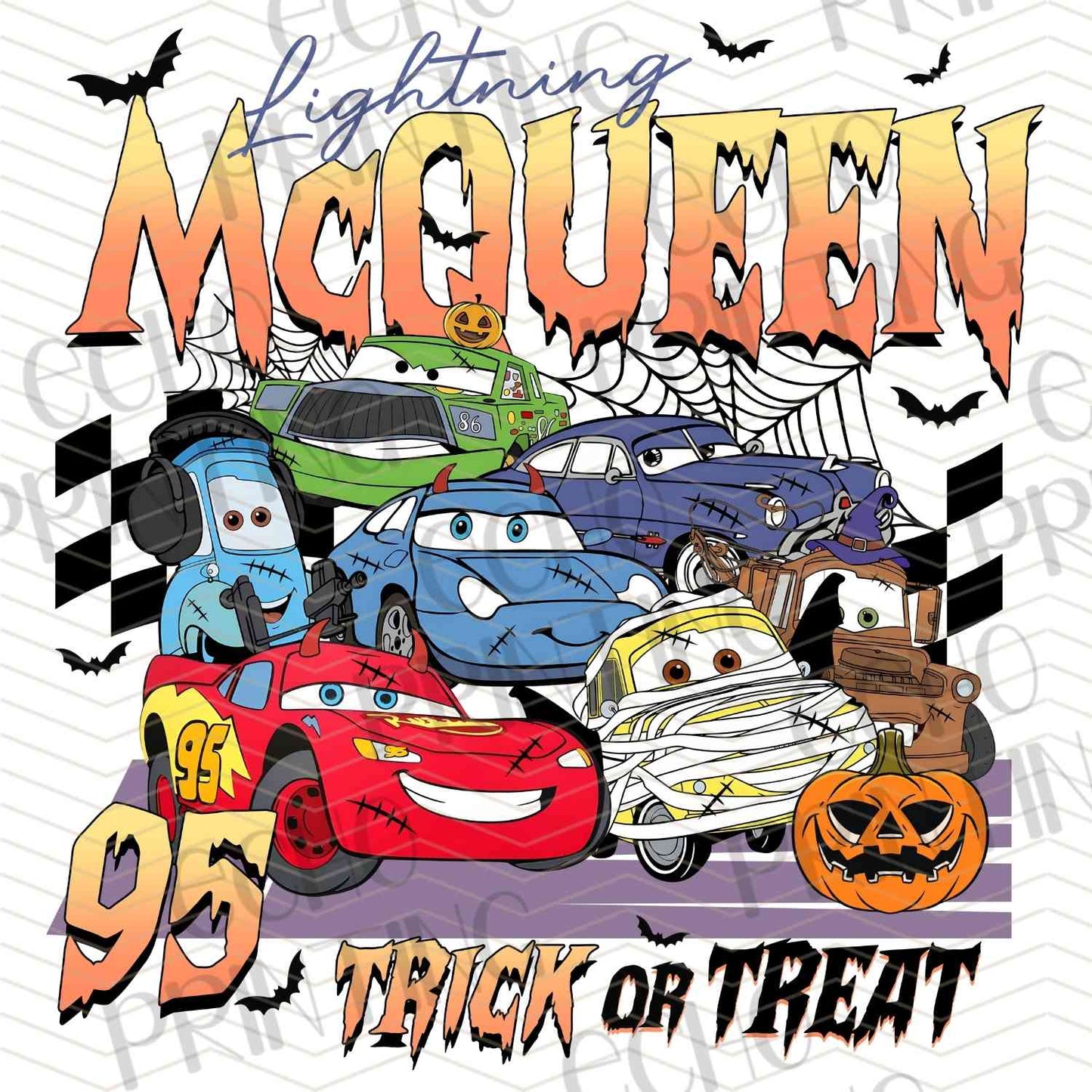 HLW 1222 – RED RACE CAR HALLOWEEN CHECKERED FLAG
