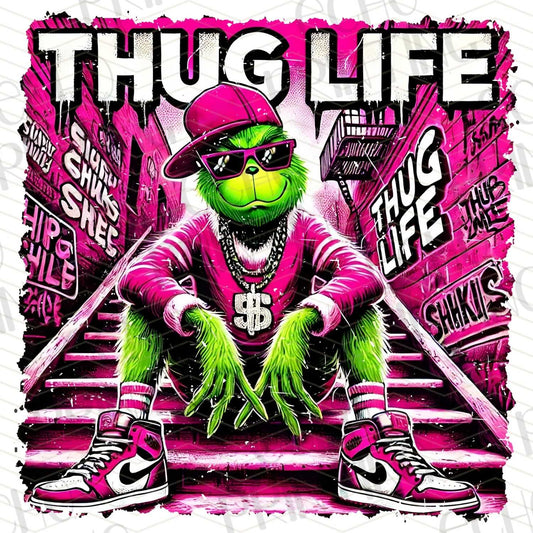 HLW 132 - THUG LIFE GREEN VILLAIN IN PINK STYLE