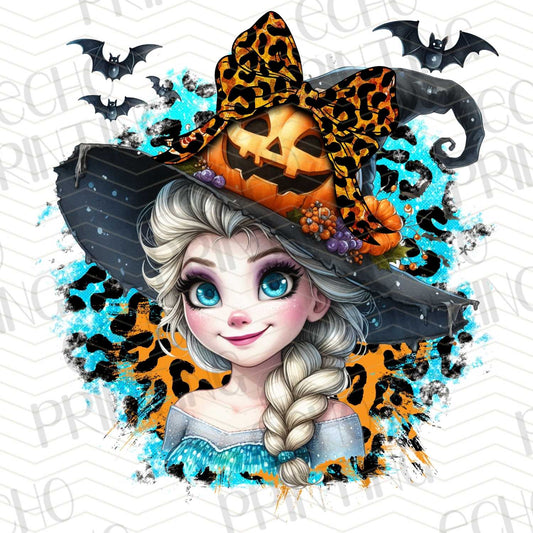 HLW 140 - BLUE-EYED GIRL IN LEOPARD HAT HALLOWEEN WITCH