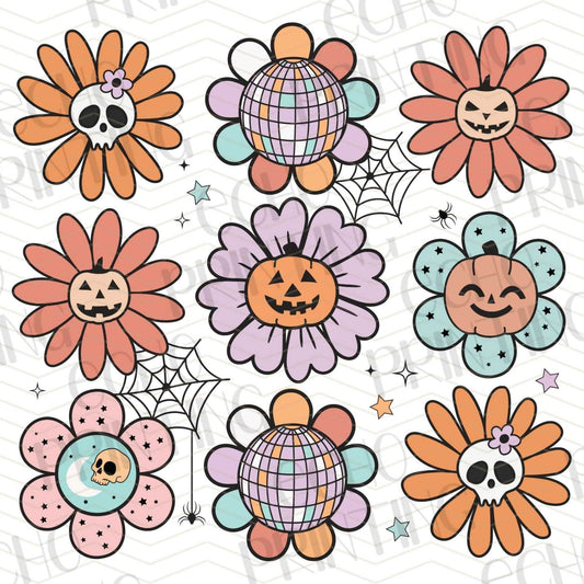 HLW 149 - PASTEL HALLOWEEN FLOWER FACES PATTERN