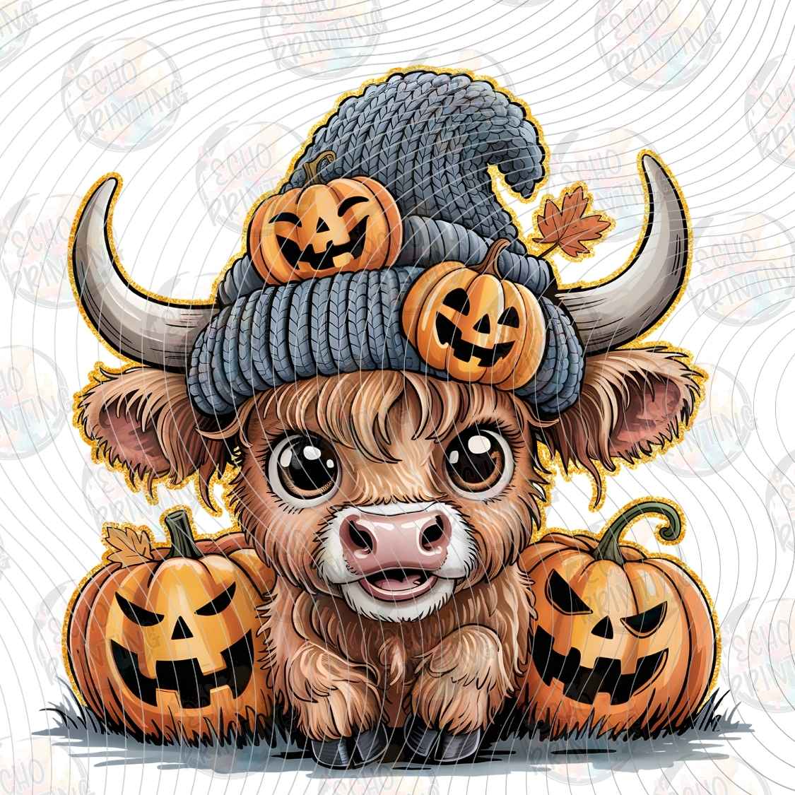 HLW 1549 - HIGHLAND COW PUMPKIN STYLE