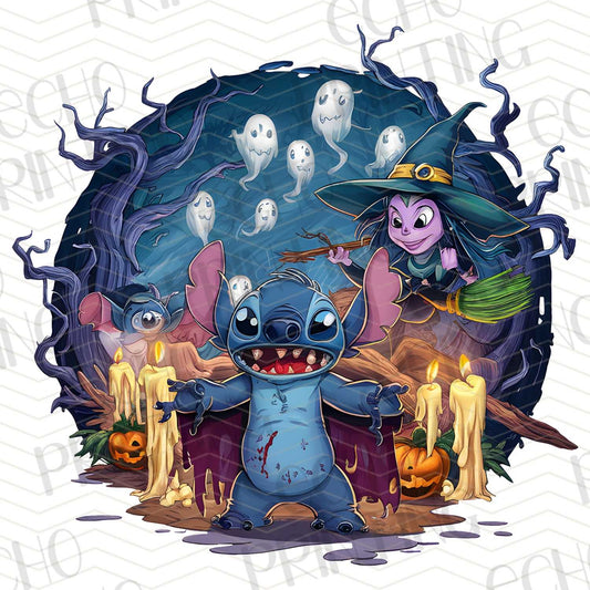 HLW 161 - GHOSTS AND CANDLELIGHT SCENE WITH BLUE ALIEN