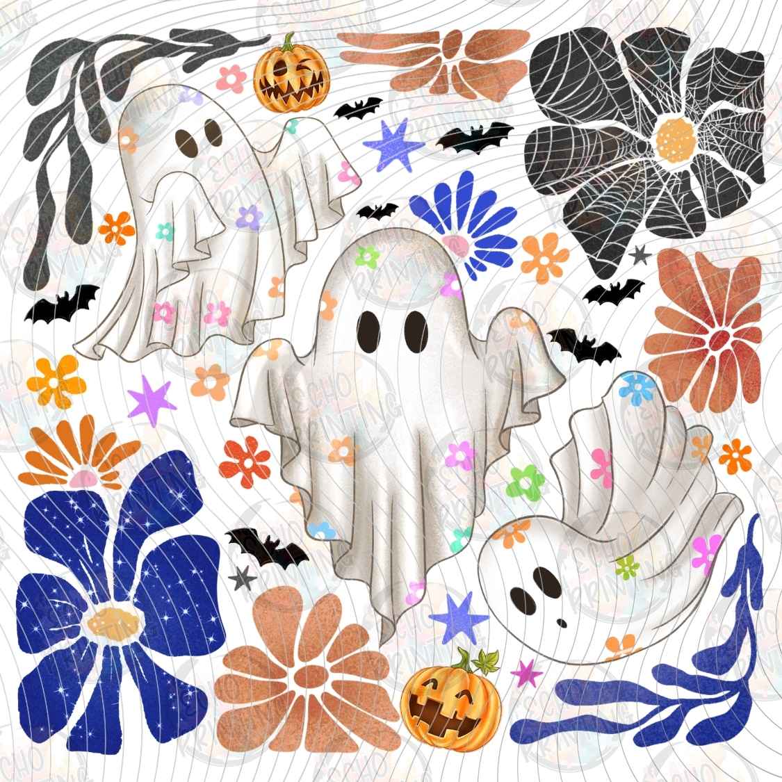 HLW 1619 - FLORAL GHOST HALLOWEEN PATTERN