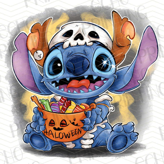 HLW 165 - BLUE ALIEN HOLDING TREATS IN COSTUME
