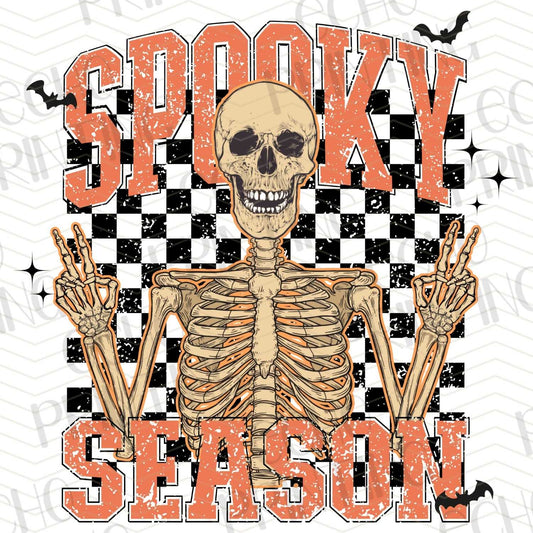 HLW 168 - ORANGE SKELETON “SPOOKY SEASON” CHECKERED