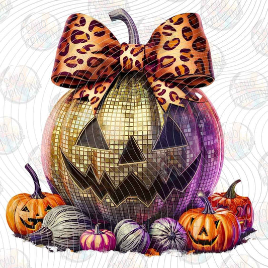 HLW 1710 - LEOPARD PUMPKIN HALLOWEEN BOW