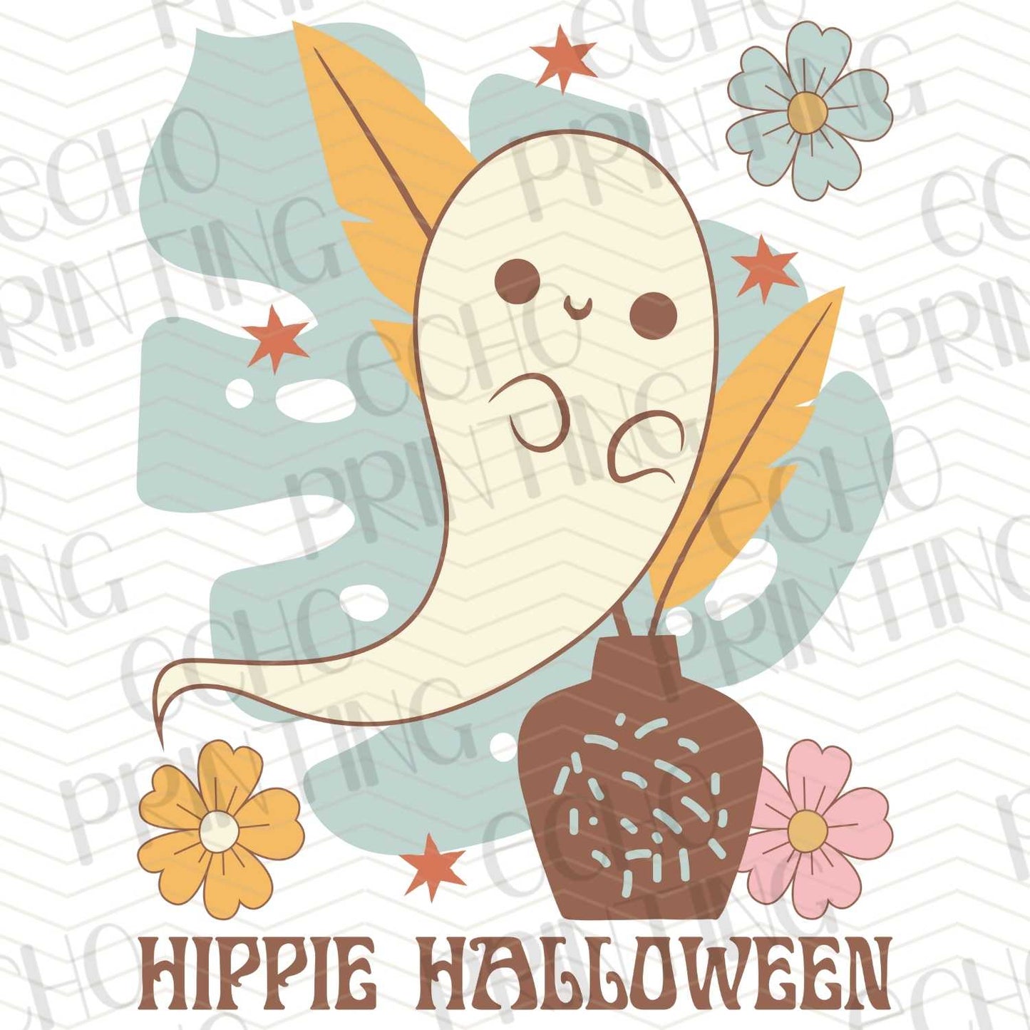 HLW 179 - HIPPIE GHOST WITH FLOWERS “HIPPIE HALLOWEEN”