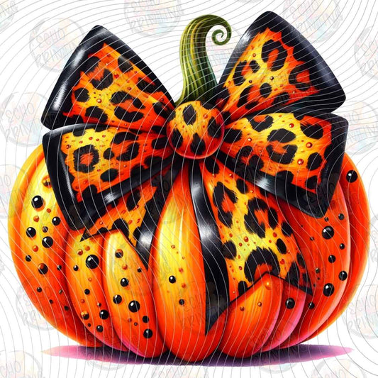 HLW 1843 - LEOPARD PUMPKIN BOW