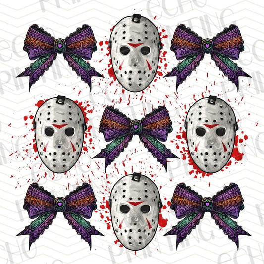 HLW 188 - JN MASKS WITH COLORFUL GLITTERY BOWS PATTERN