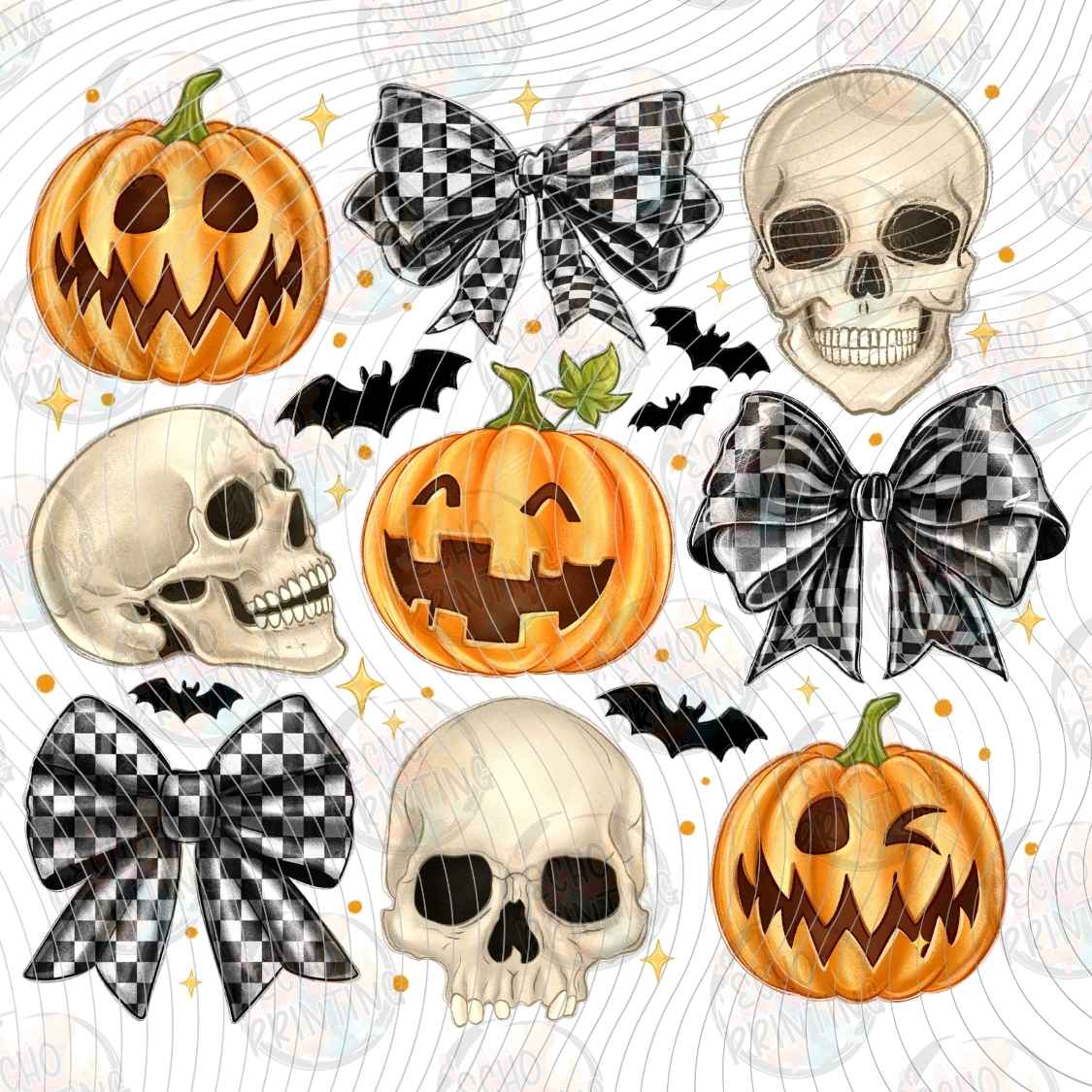 HLW 2120 - SKULLS PUMPKINS AND BOWS
