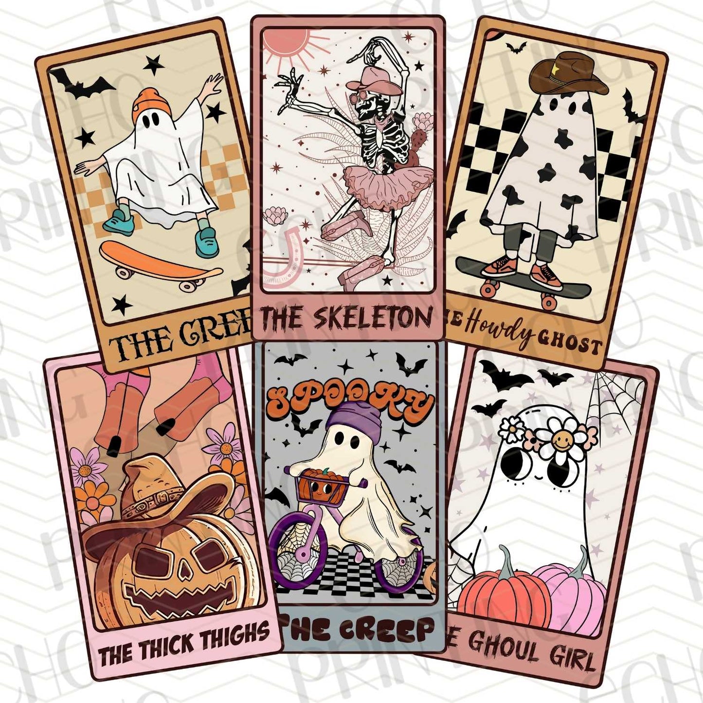 HLW 215 - 4-CARD SET: THE CREEP, THE SKELETON, THE THICK THIGHS, GHOUL GIRL
