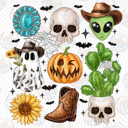 HLW 2332 - WESTERN SKULL HALLOWEEN COLLAGE