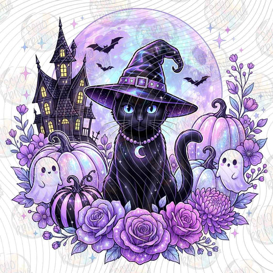 HLW 2415 - WITCH CAT PURPLE MOON