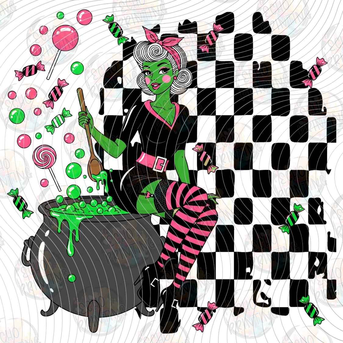 HLW 2476 - WITCH CHECKERBOARD STYLE