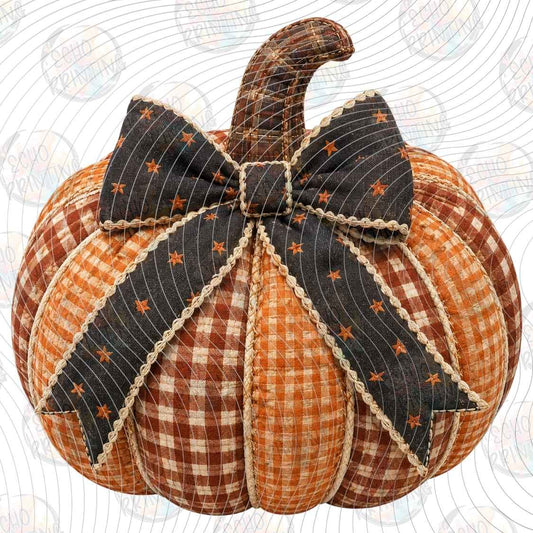 HLW 2546 - PLAID PUMPKIN BOW